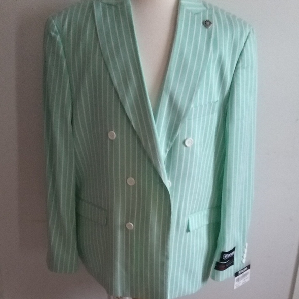 Stacy Adams Light Green Striped Blazer
